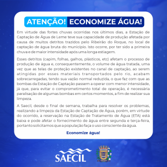 ATENÇÃO!  ECONOMIZE ÁGUA!